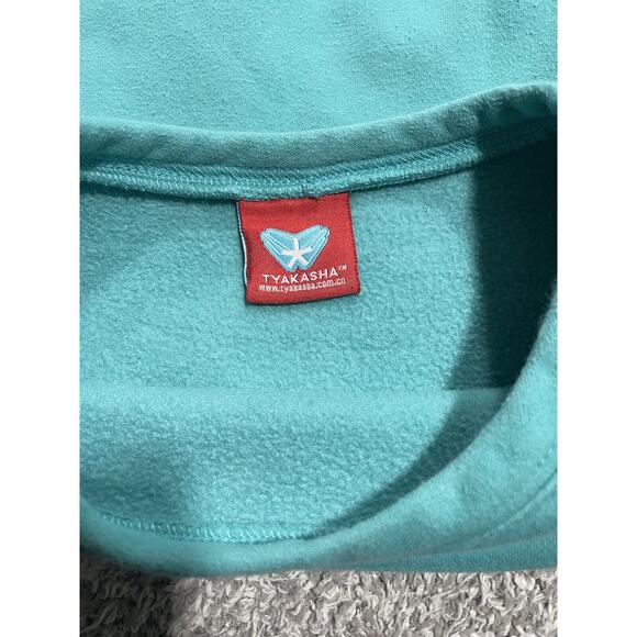 TYAKASHA Teal Blue Sweatshirt Pullover Snowman Women's OS RARE! - Picture 3 of 11